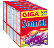 Таблетки для посудомоечной машины SOMAT лимон&лайм 65 табле...